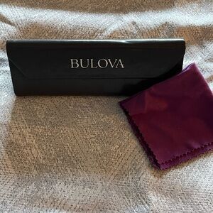 Bulova Gray Triangular Glasses Case with Purple Cloth